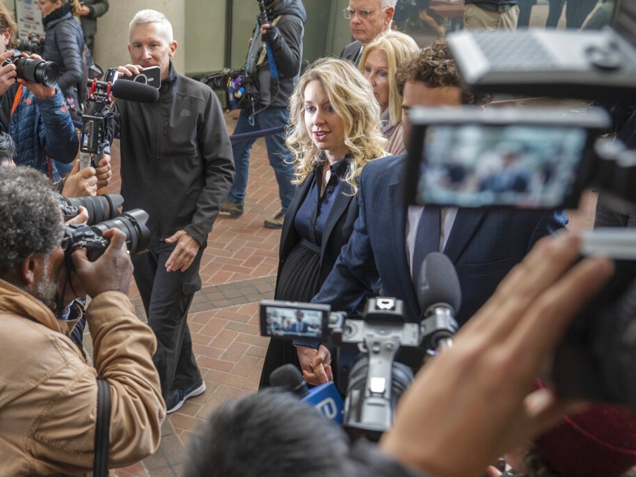 Elizabeth Holmes arrives in court for sentencing. Photo: AP