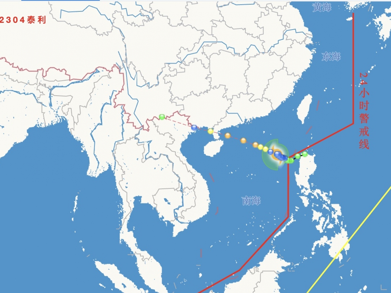海南省氣象台預計，熱帶風暴利將以每小時10至15公里的速度向西偏北方向移動。（海南省氣象台）