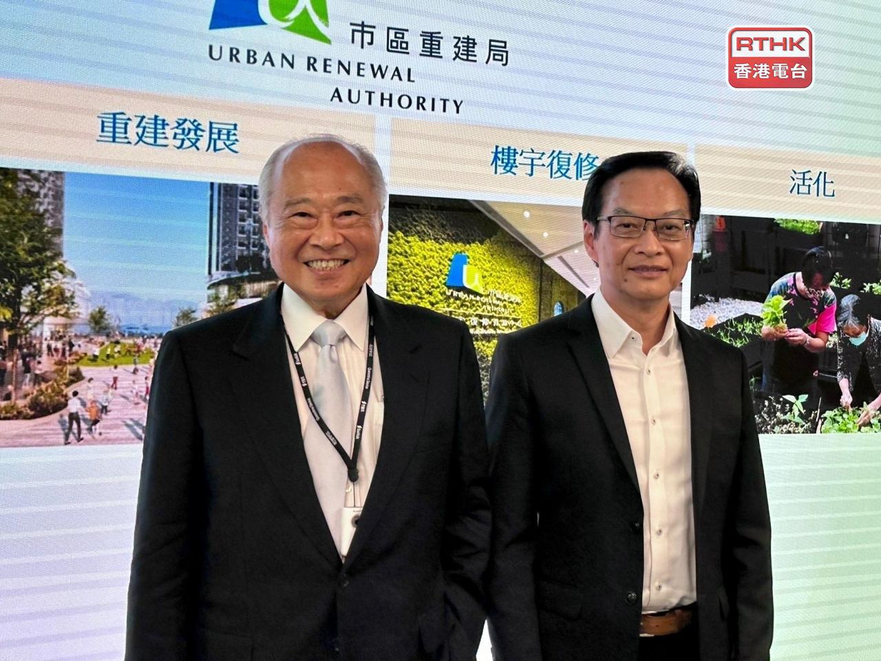 The Urban Renewal Authority's chairman, Chow Chung-kong, left, says the authority would need HK$96 billion to acquire sites for its planned developments. Photo: RTHK
