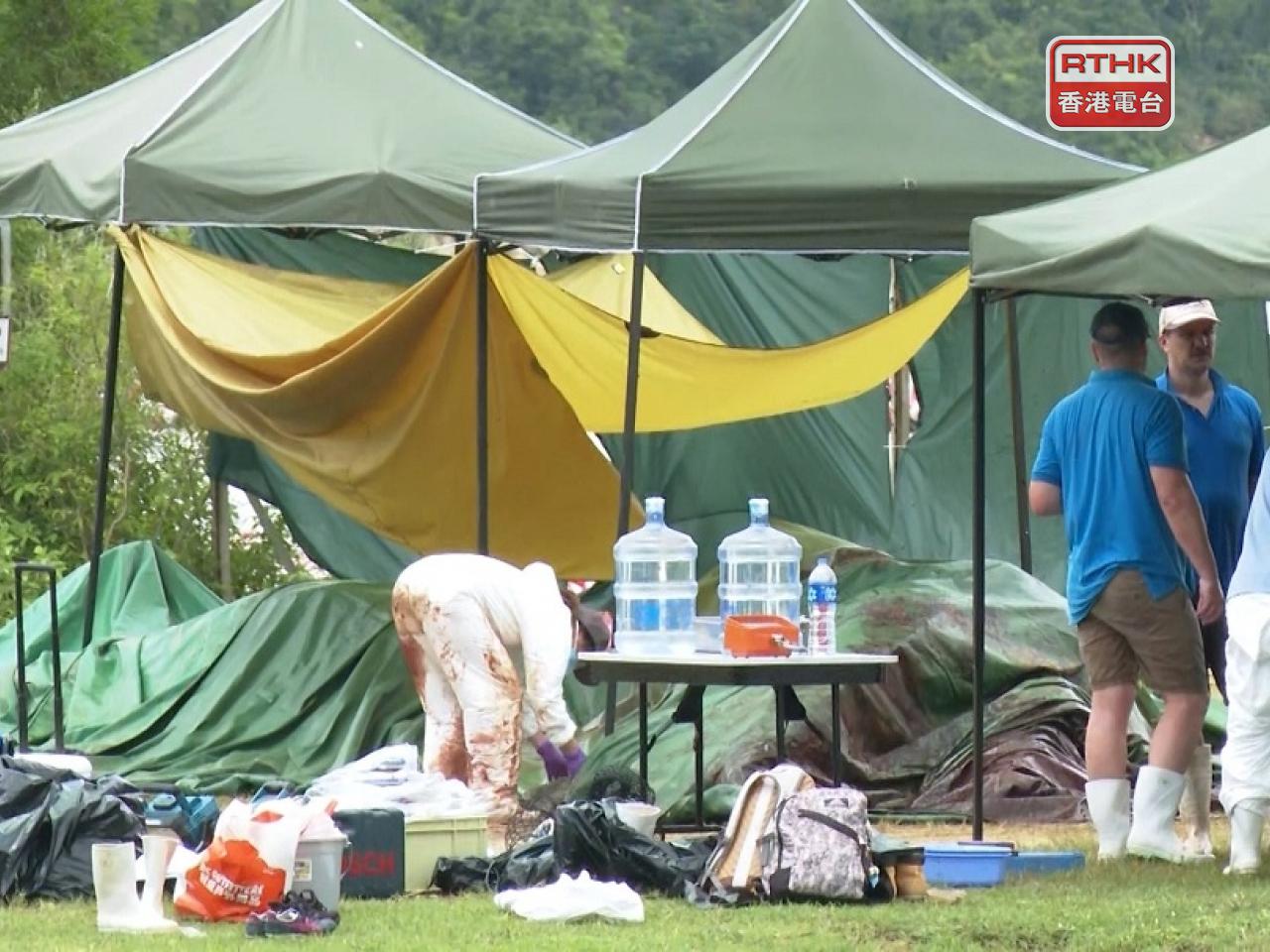 漁護署表示，明日將部分鯨魚屍體在萬宜水庫西壩附近就地掩埋。（ 港台圖片）