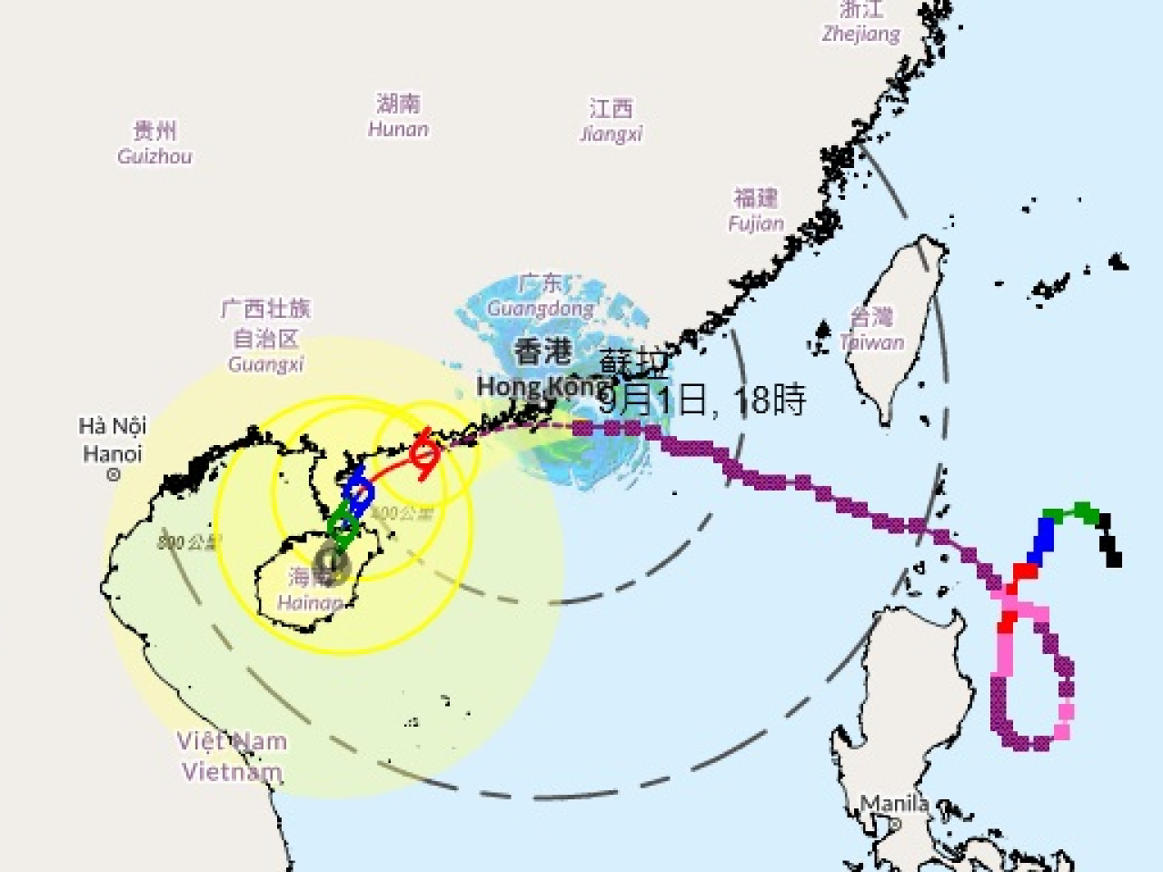 天文台視乎風力變化，評估是否需要發出十號颶風信號。（天文台網頁）