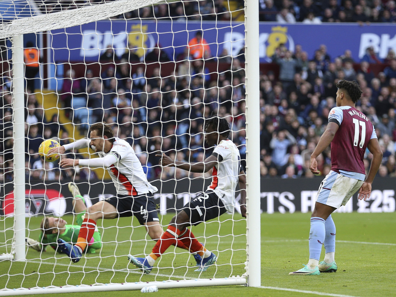 Luton Town's Tom Lockyer scores an own goal. Photo: AP