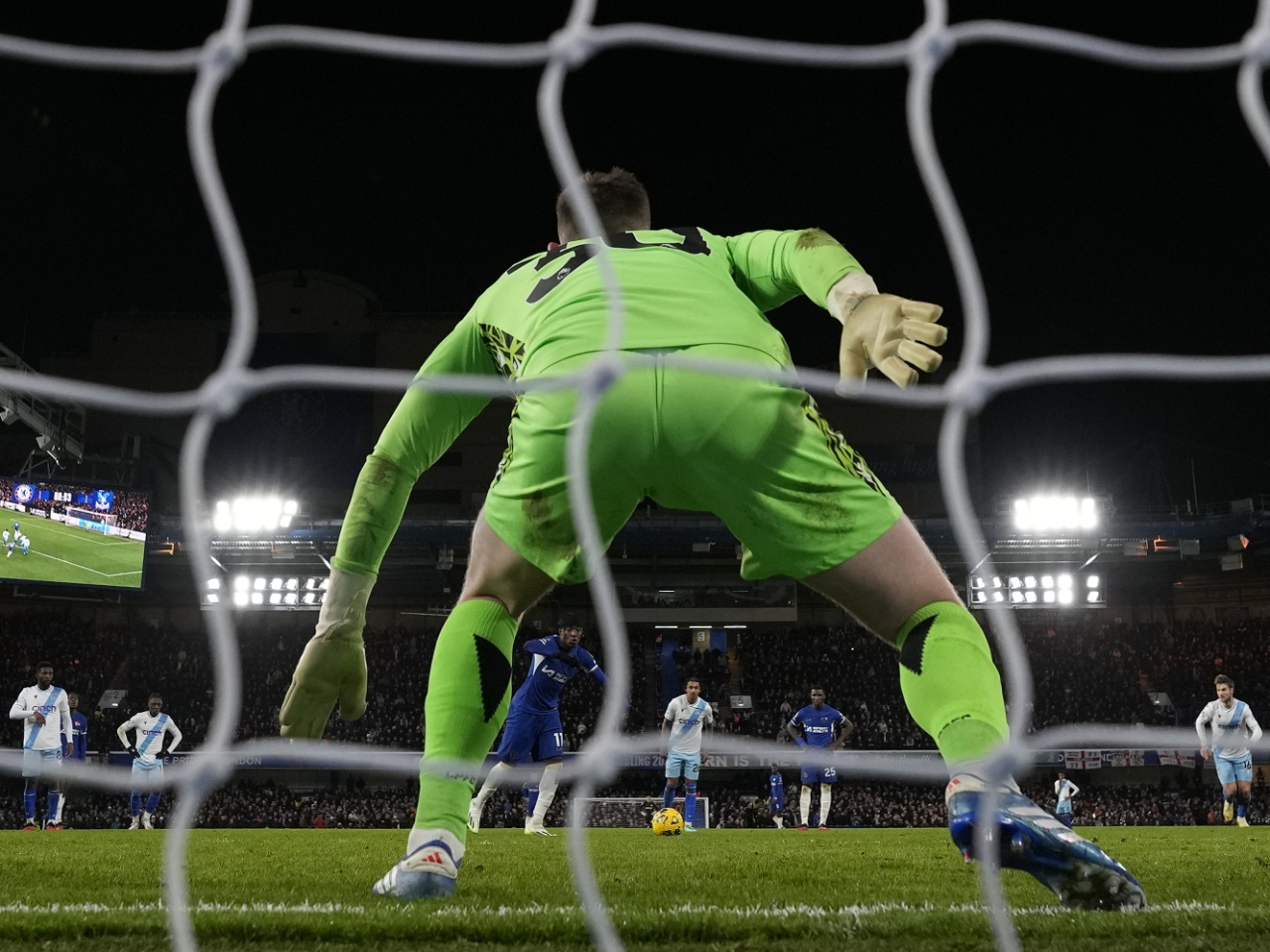 Chelsea's Noni Madueke scores his side's second and winning goal from the penalty spot. Photo: AP
