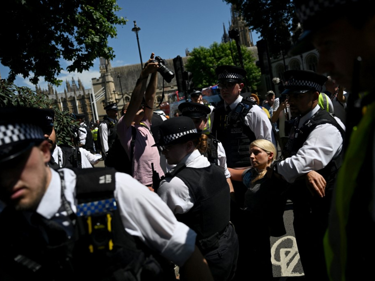 英国の警察は、パレスチナの行動抗議者のスコアを逮捕します