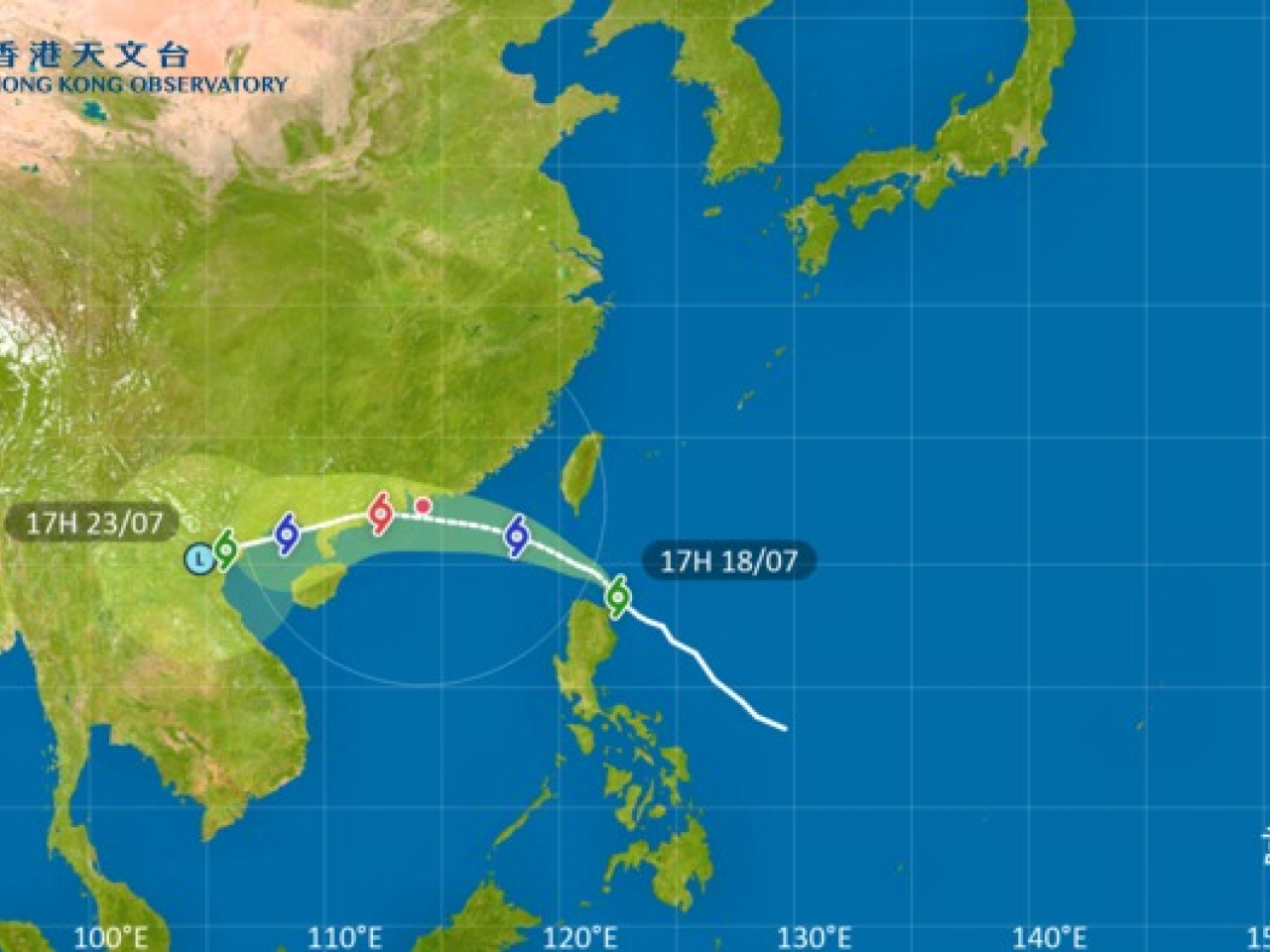 天文台會在周六凌晨發一號信號，周六的日間考慮改發三號信號。（天文台網頁圖片）