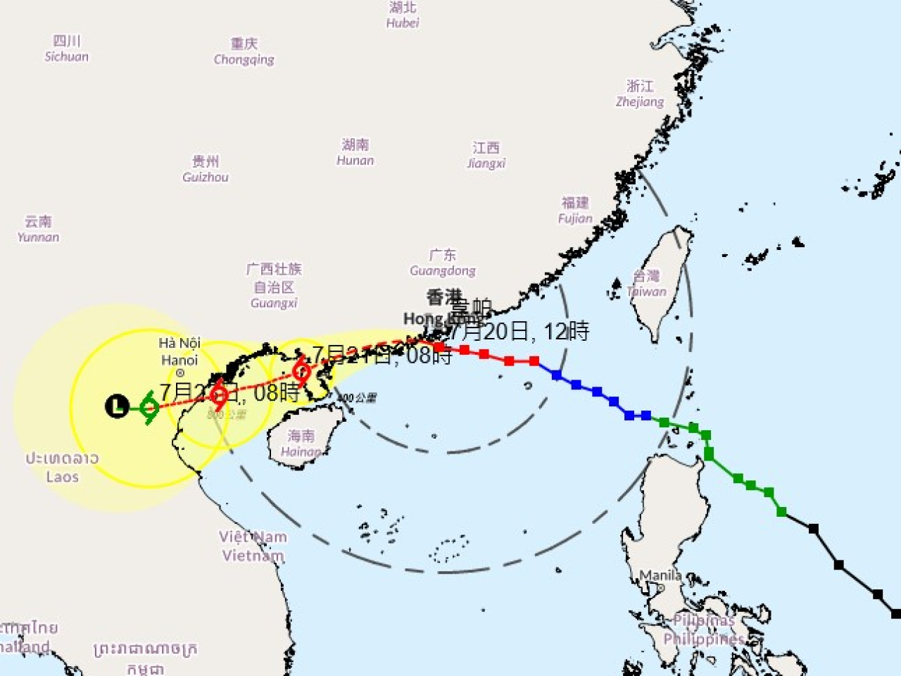 天文台表示，颱風韋帕正在香港天文台南面約50公里左右掠過。(天文台網頁截圖)