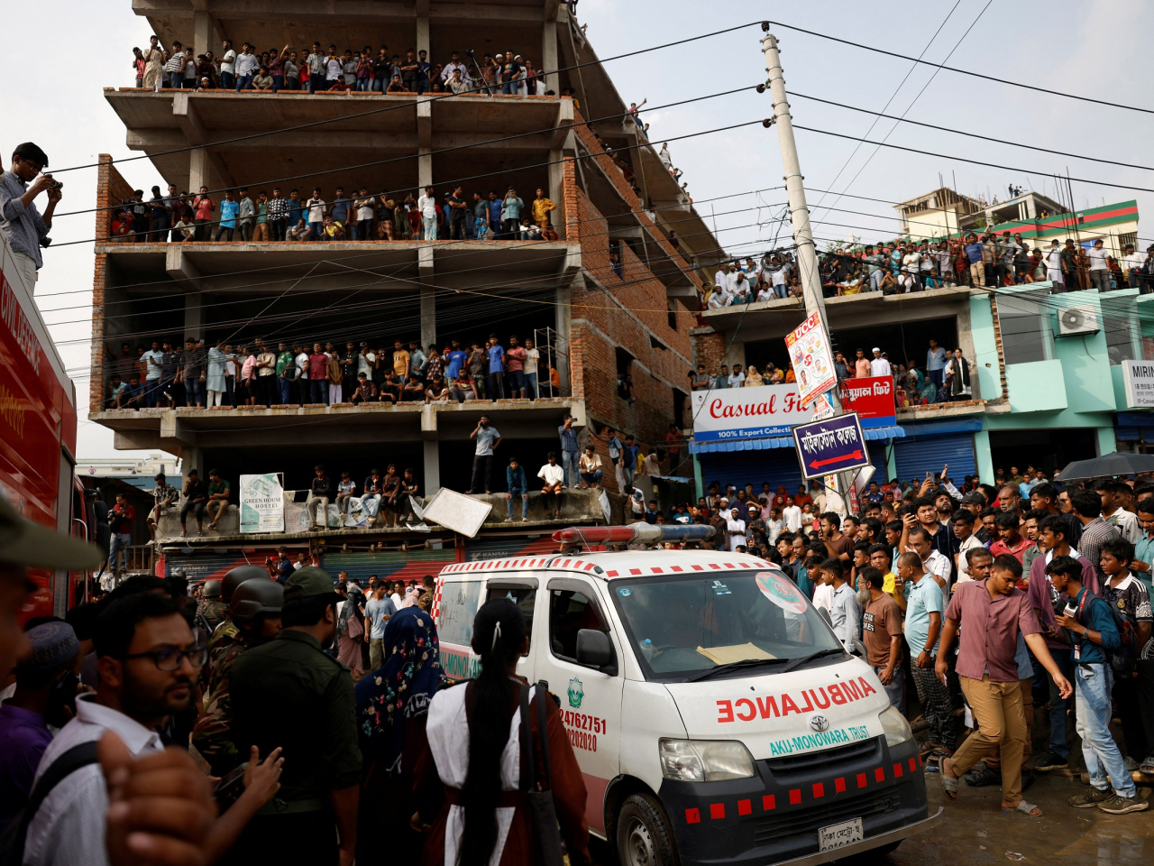 Rescue efforts get underway at the Milestone School and College in Dhaka. Photo: Reuters