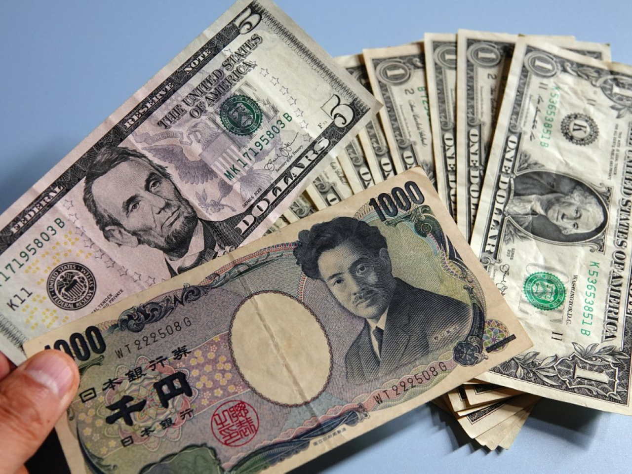 日圓高見147.09兌1美元，在紐約尾市仍升近1%，較早時報147.37日圓。（法新社資料圖片）