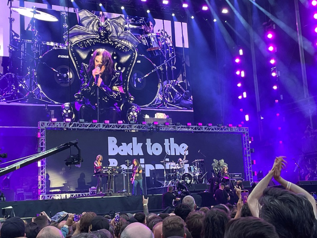 Ozzy Osbourne is shown on a giant screen as he performs at Black Sabbath's farewell show at Villa Park in Birmingham earlier this month. Photo: Reuters