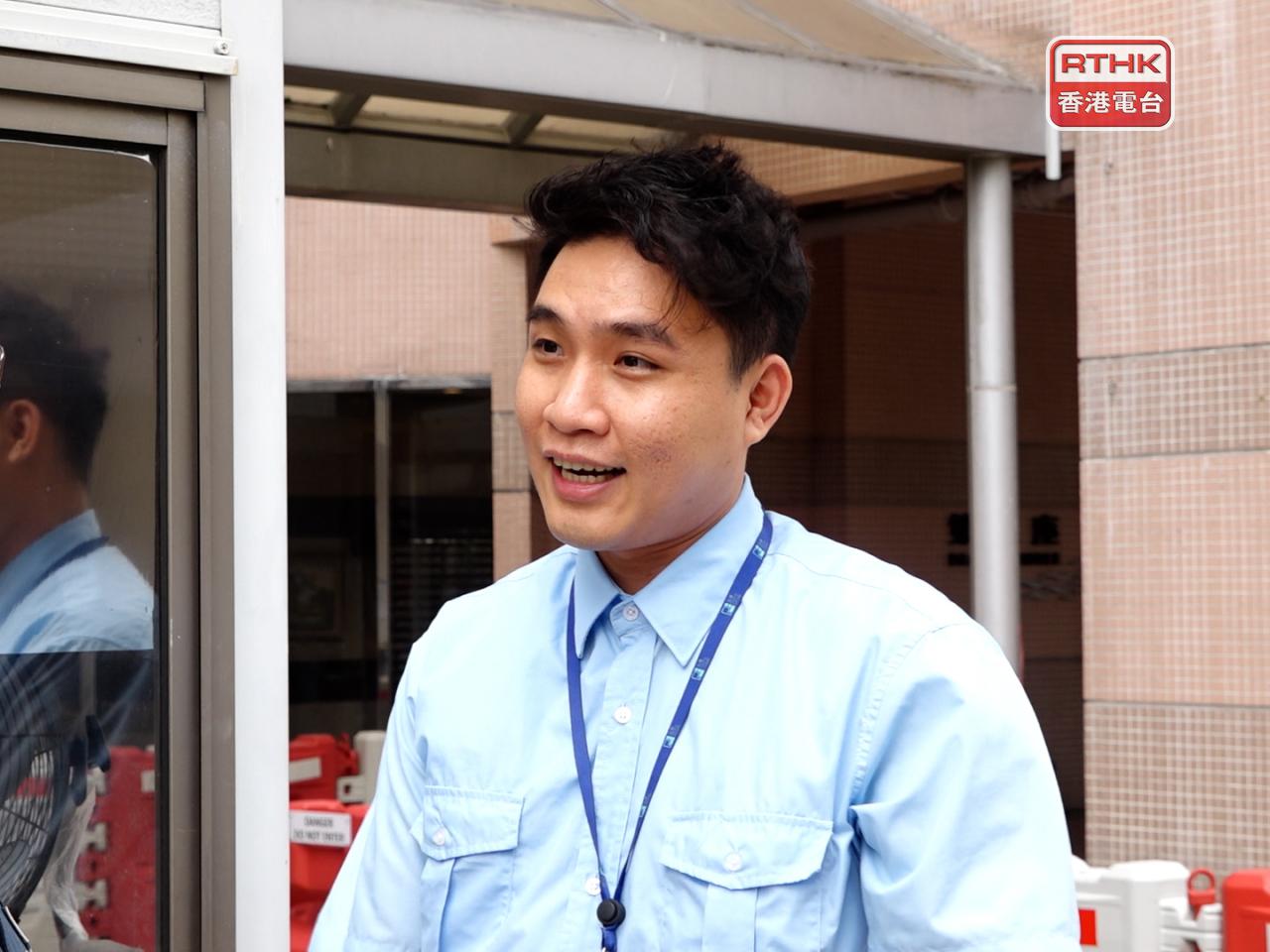Chen Zhiyuan is among the imported security guards at a private housing estate. Photo: RTHK