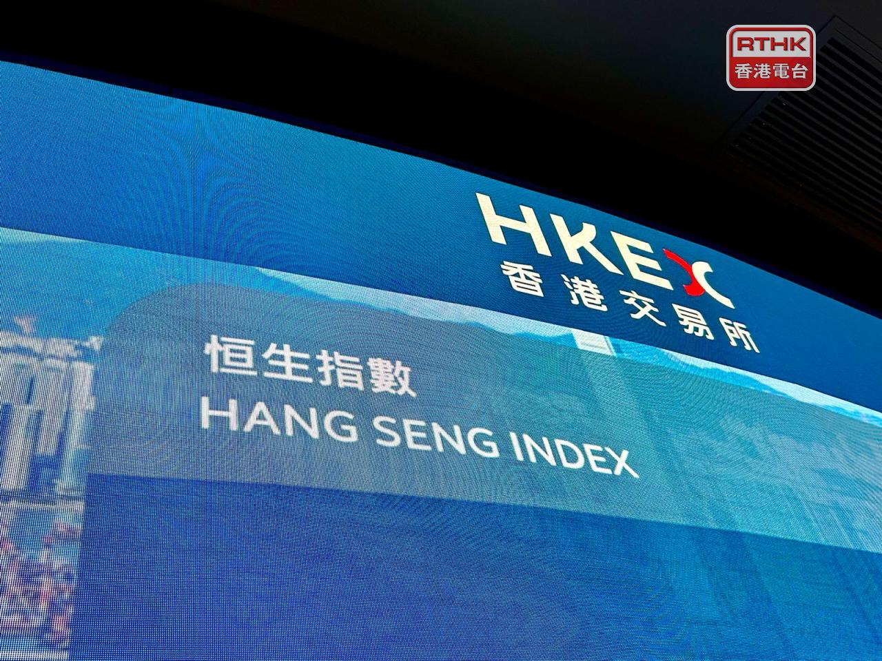 恒生指數較早時報25401點，跌265點，跌幅1.03%。（港台圖片）