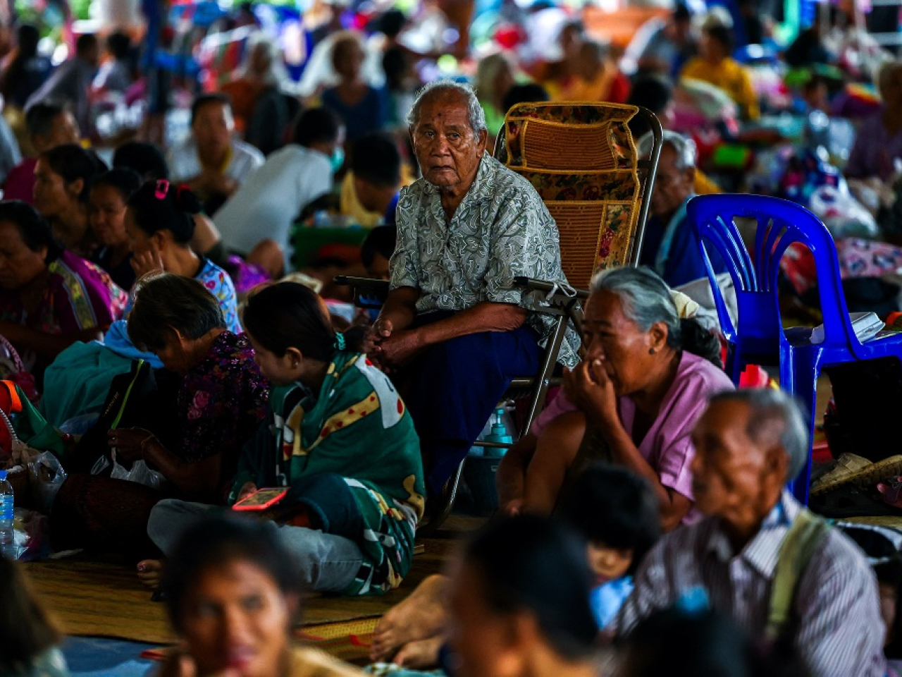 Displaced people are seen inside a shelter in Sisaket province, Thailand. Photo: Reuters