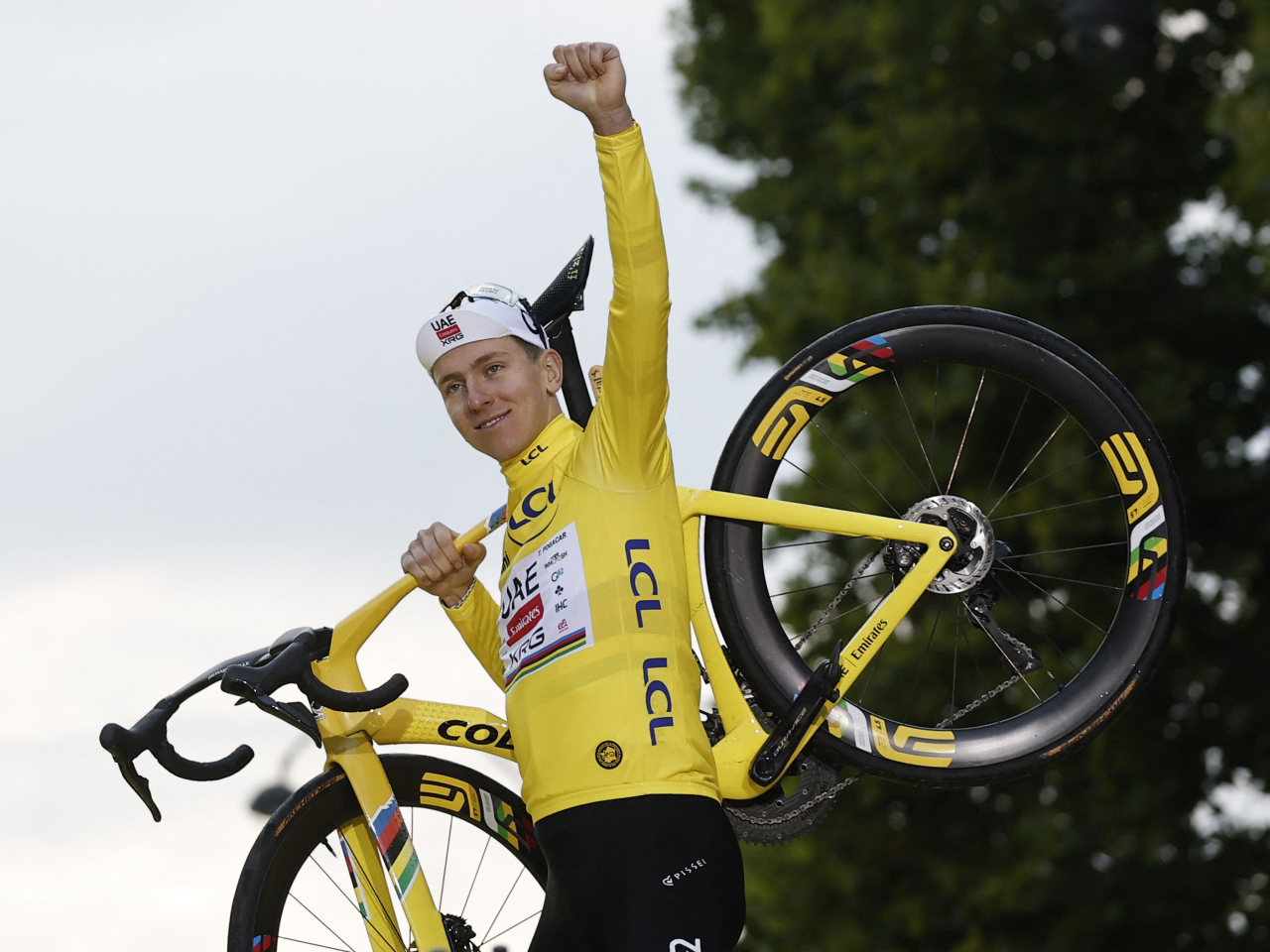 Pogacar was spared any late challenge to his overall lead on his way to his title defence. Photo: Reuters