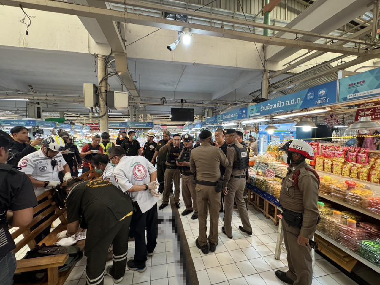 案發在翟道翟區的安多哥市場，警方正調查疑兇的身份及犯案動機。（泰國警方網上平台）