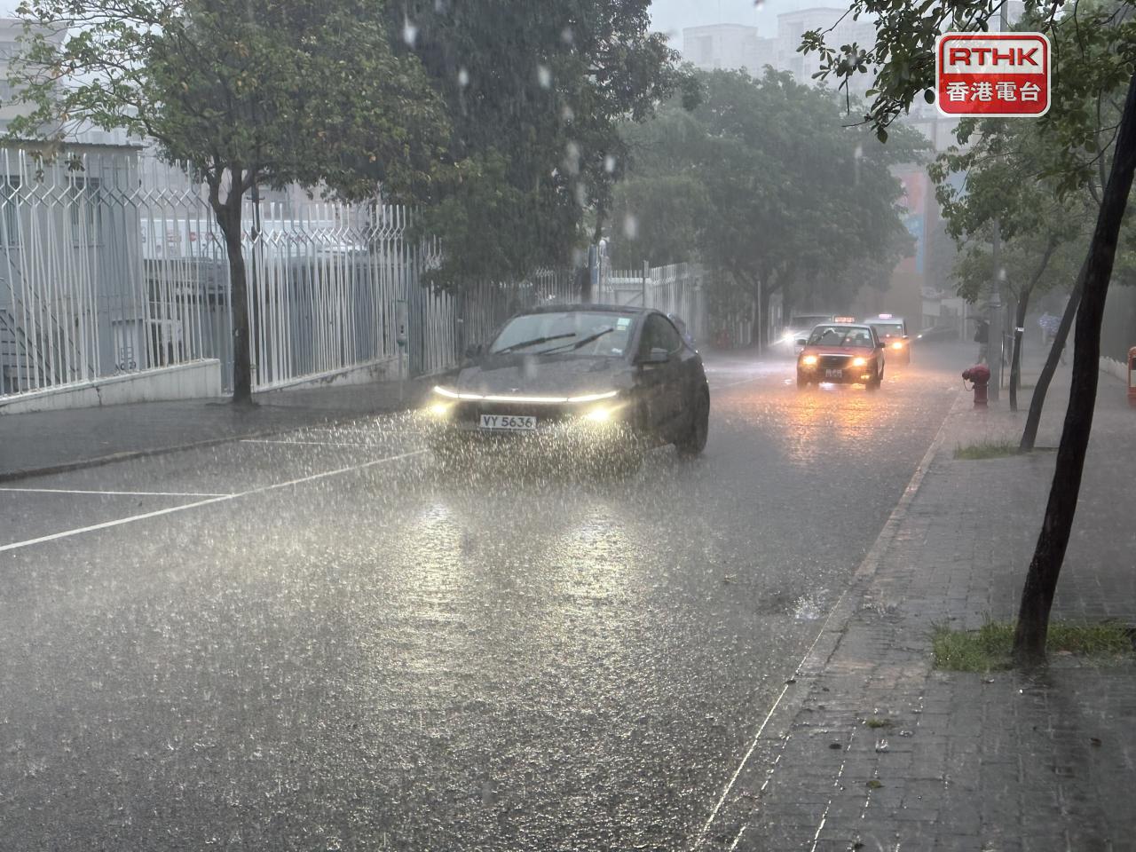 The black rainstorm warning signal was issued at 9.45 am. Photo: RTHK