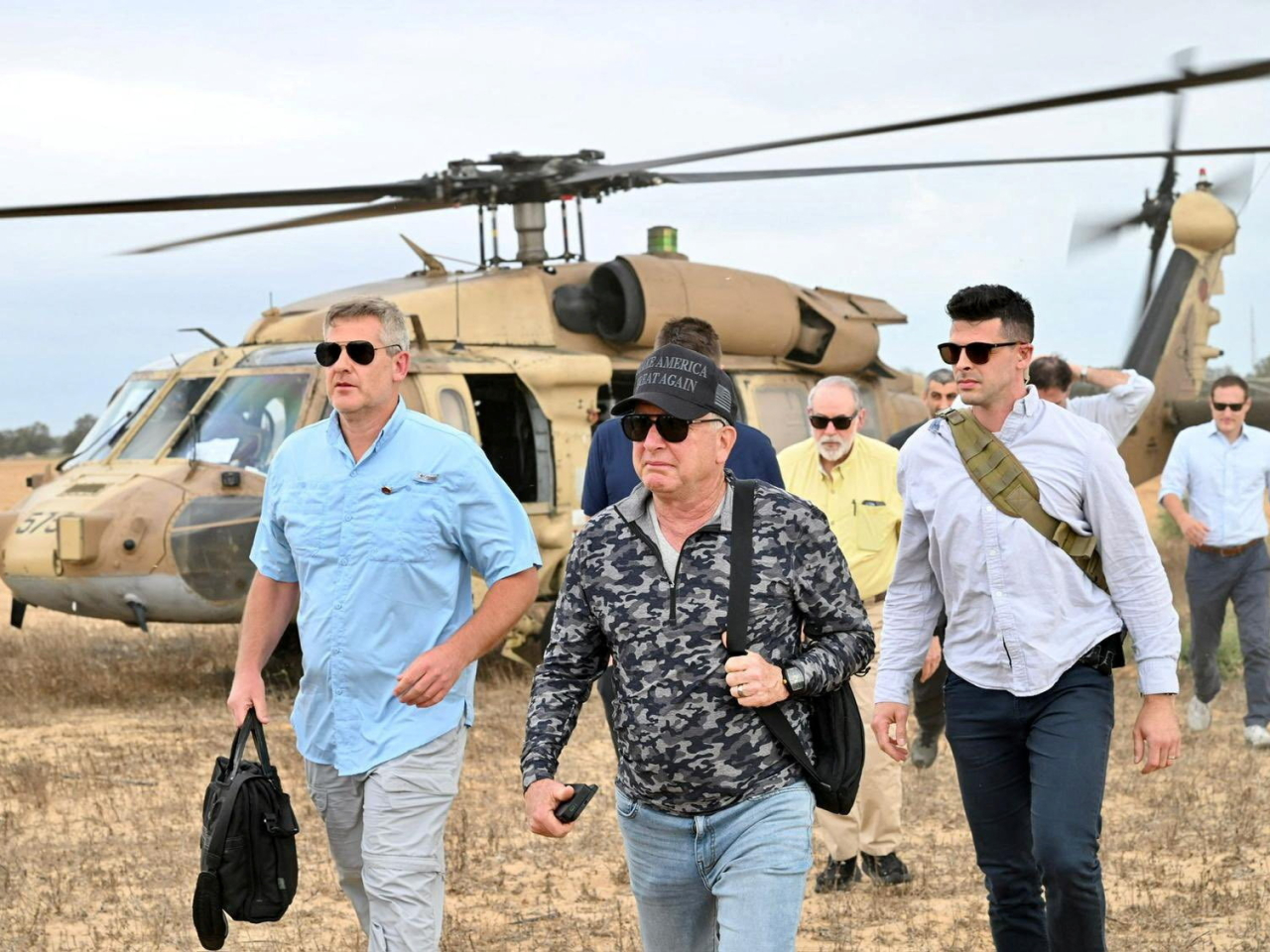 Steve Witkoff (centre) is in Tel Aviv to meet the families of the hostages and inspect aid delivery efforts in Gaza. Photo: Reuters