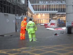 Flooding at Queen Mary Hospital cleared up amid deluge