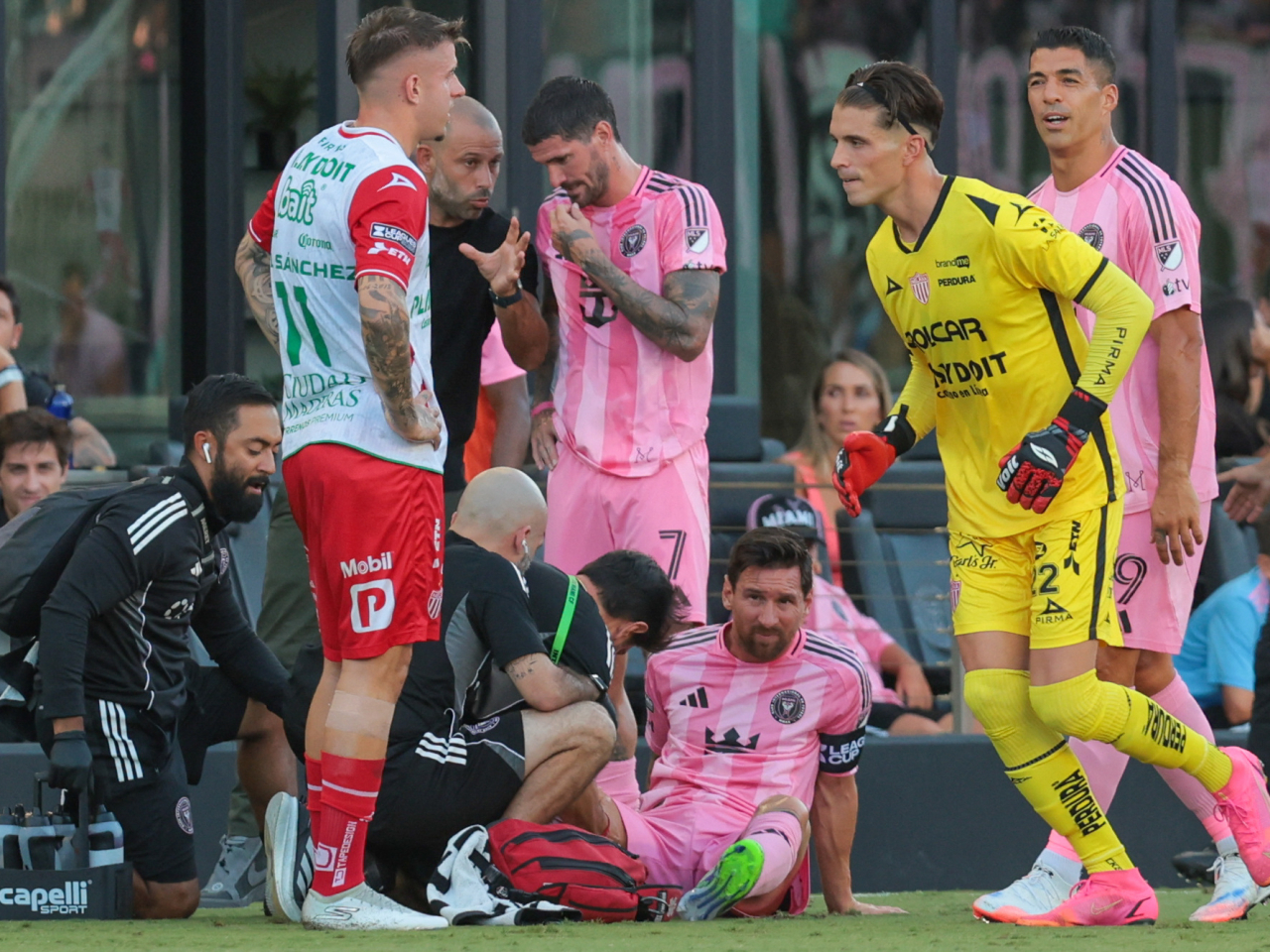 The Argentina star sustained a injury to his right leg in Inter Miami's win over Necaxa. Photo: Reuters