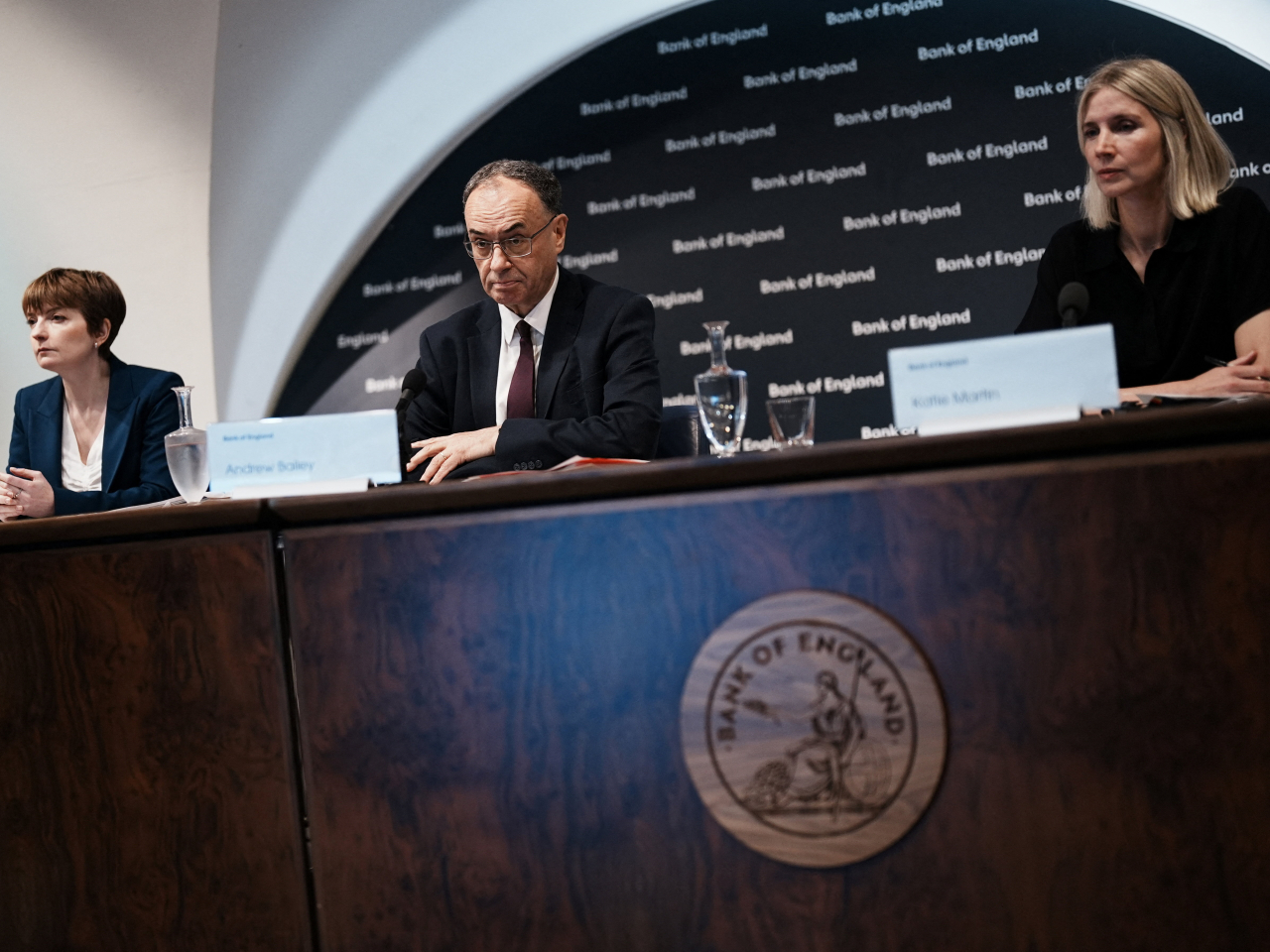 BoE Governor Andrew Bailey (centre) said Britain's inflation rate jumped unexpectedly in June as motor fuel and food prices remain high. Photo: Reuters