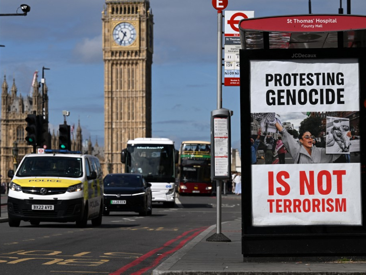 Police in London arrested hundreds for supporting Palestine Action, at the latest protest backing the group since it was banned last month under anti-terror laws. Photo: AFP
