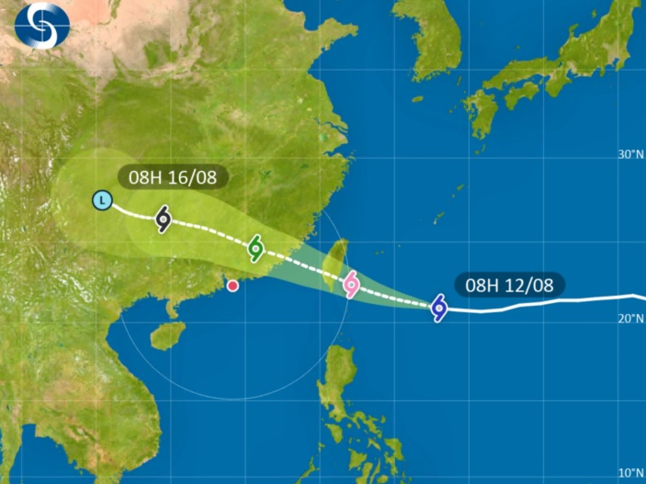 天文台表示，按照現時預測，熱帶氣旋楊柳會在明早進入本港800公里範圍，天文台屆時會發出一號戒備信號。（天文台網頁圖片）