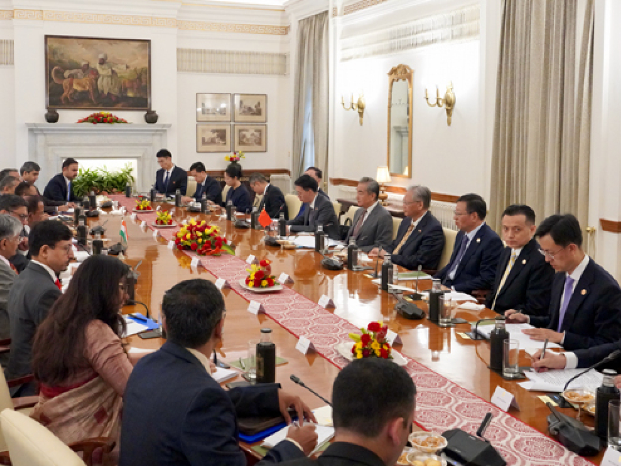 A photo published on the Foreign Ministry's website shows Wang Yi holding talks with Indian National Security Advisor Ajit Doval.