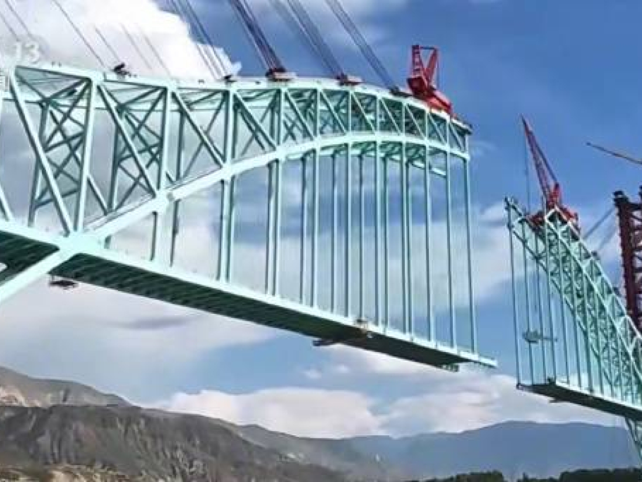 The incident happened at around 3am on Friday at the bridge under construction on the Qinghai section of the Sichuan-Qinghai Railway. Photo courtesy of CCTV