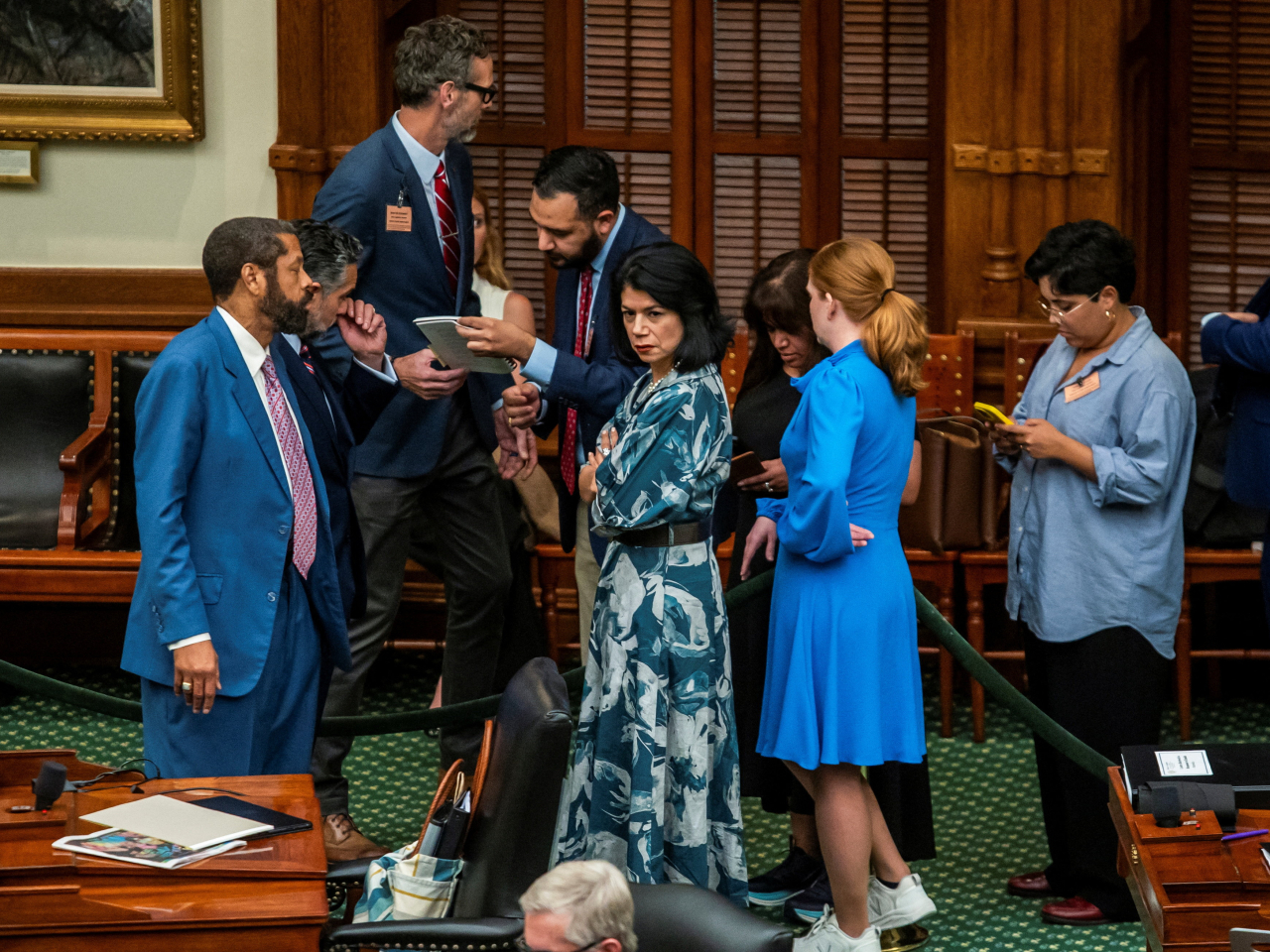Democratic state senator Carol Alvarado casts a withering glance at her Republican counterparts in the Texas State Capitol in Austin. Photo: Reuters