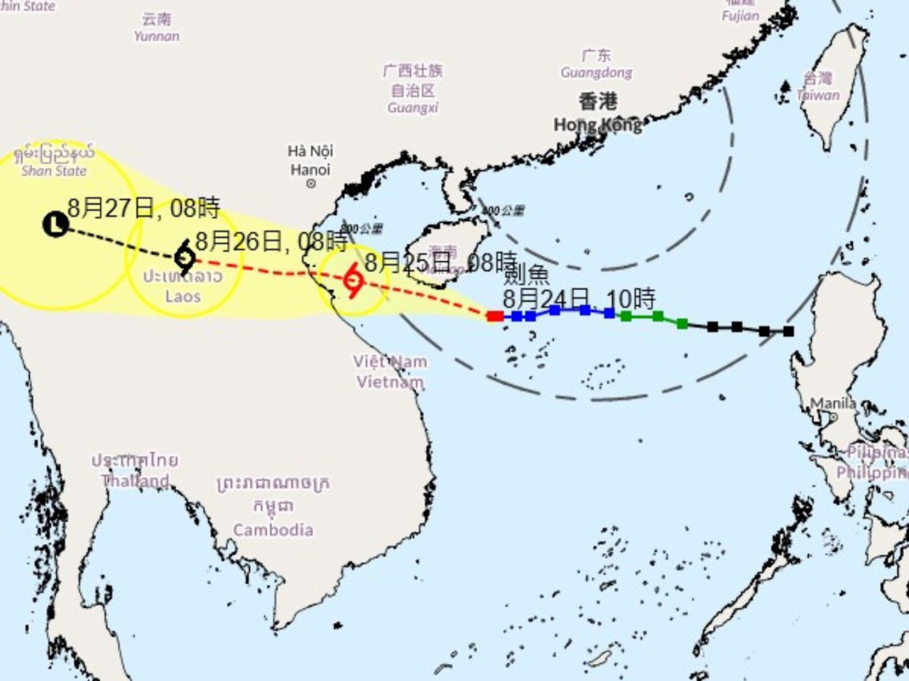 The weather forecaster issued the Strong Monsoon Signal shortly after cancelling all storm signals. Image courtesy of HKO