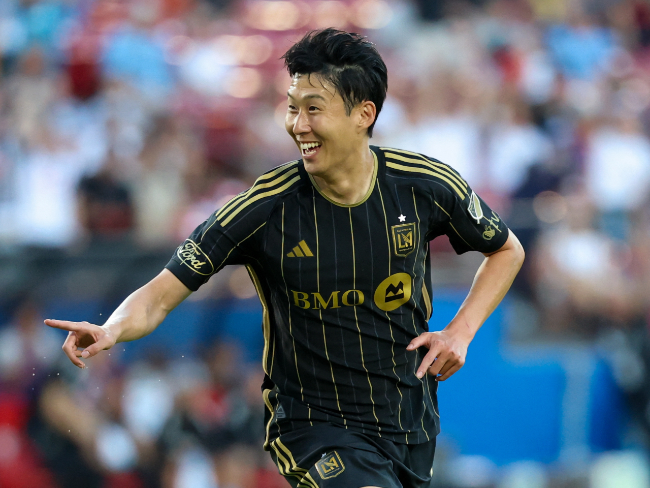 Los Angeles FC forward Son Heung-Min reacts after scoring a goal during the first half against FC Dallas. Photo: Reuters