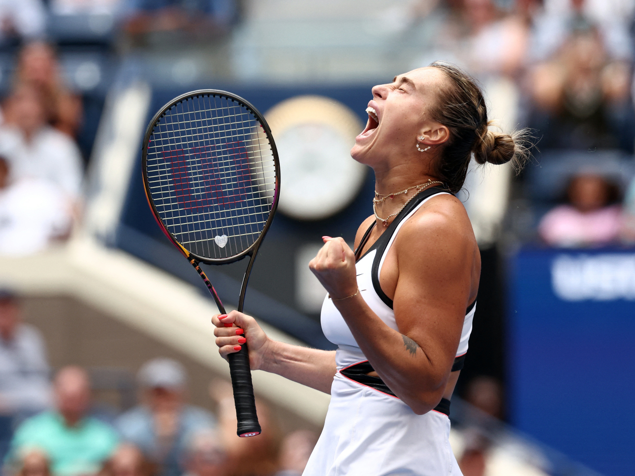 Women's world number one Sabalenka was made to work in her opening clash at Flushing Meadows. Photo: Reuters