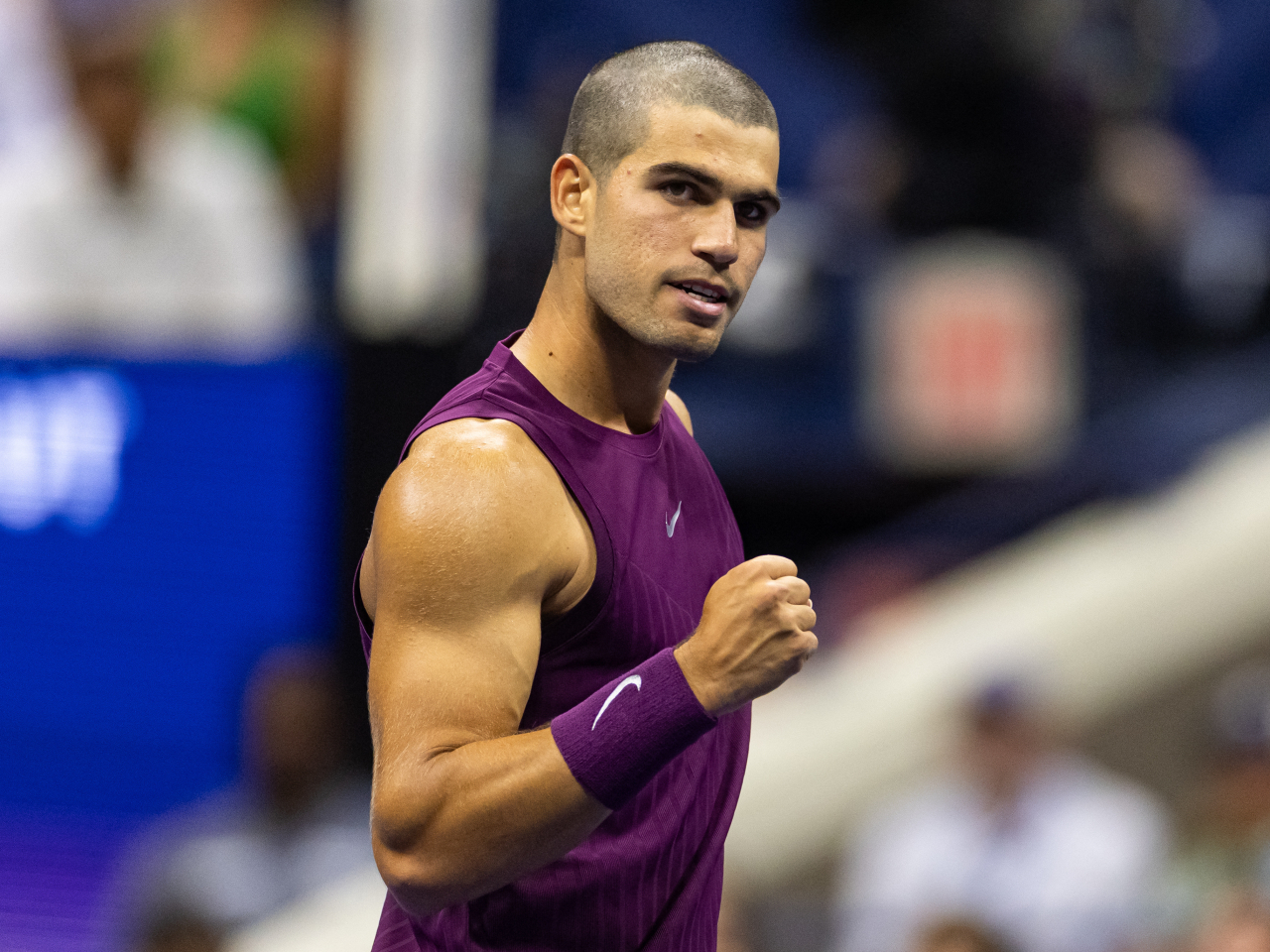 Carlos Alcaraz sports a new-look hairstyle during his straight sets win over Reilly Opelka. Photo: Reuters