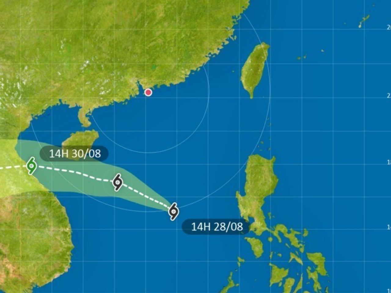 The tropical depression is expected to move towards waters south of Hainan. Image courtesy of the Observatory