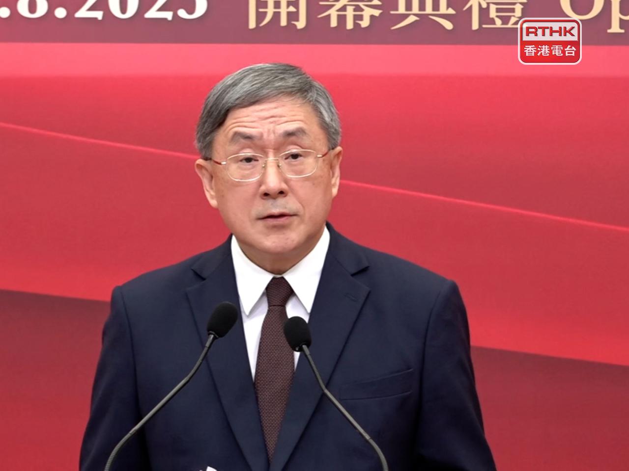 卓永興說，代表特區政府向所有為抗戰勝利做出貢獻的先烈及老戰士致以最崇高的敬意。（陳裕行攝）