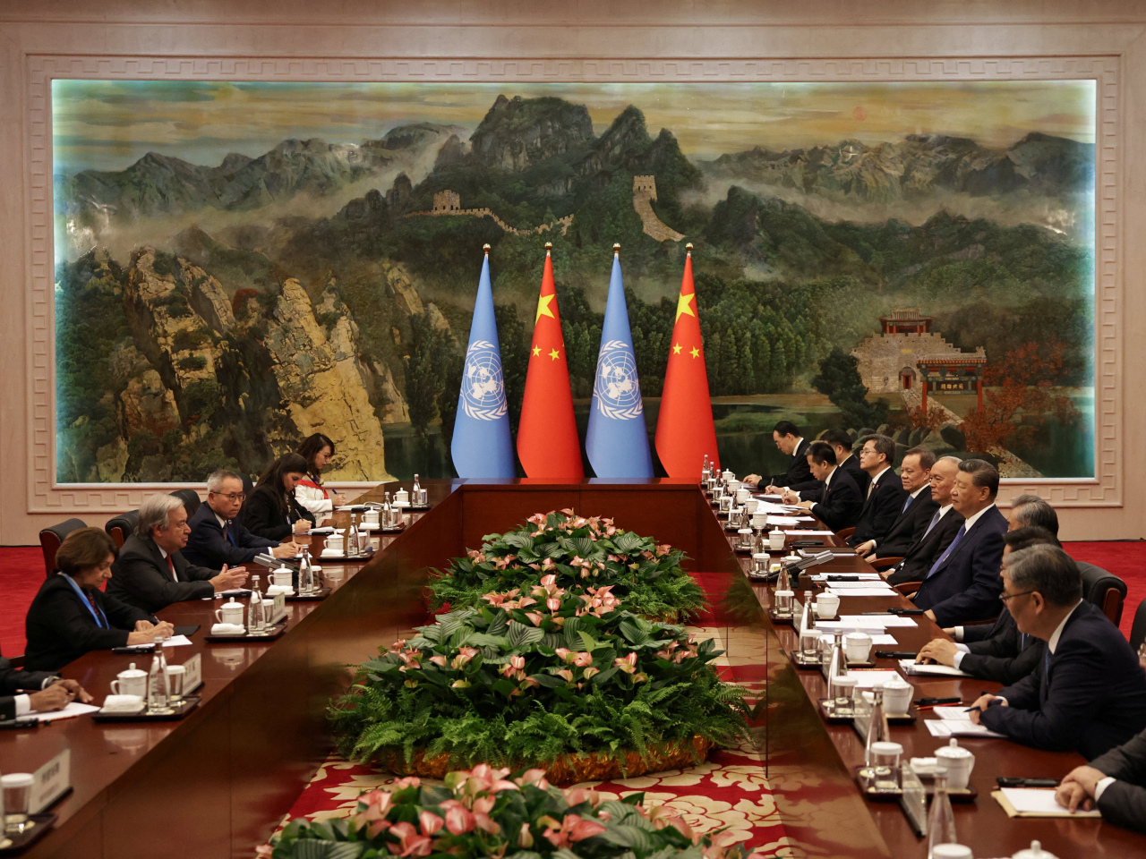 UN Secretary-General Antonio Guterres speaks during a bilateral meeting with President Xi Jinping ahead of the Shanghai Cooperation Organization Summit 2025, Tianjin. Photo: Reuters