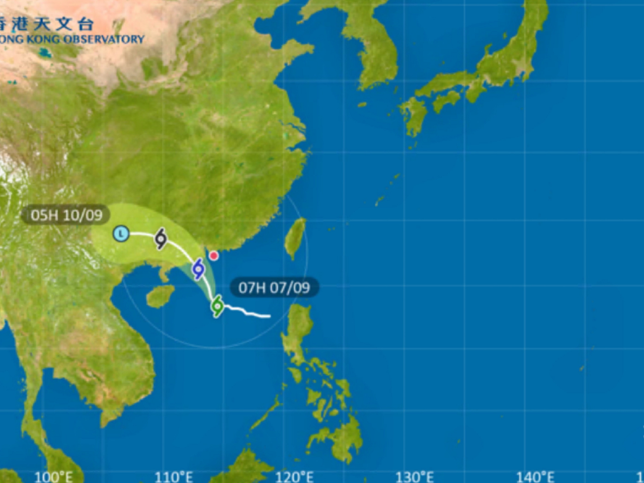 天文台表示三號強風信號會在今日日間大部分時間維持。（天文台網頁圖片）