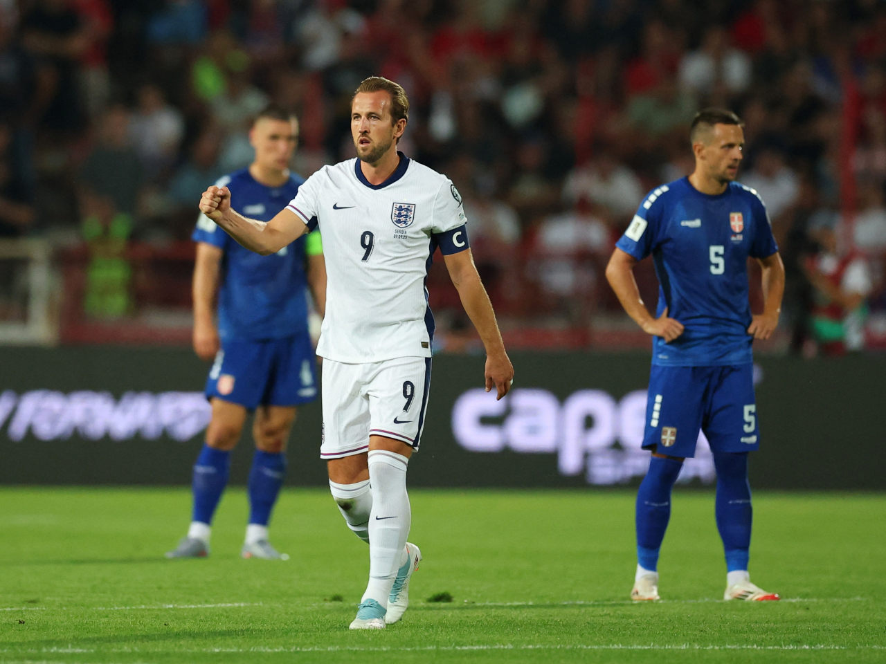 Harry Kane delivered his 74th goal in 109 appearances for England in their victory over Serbia. Photo: Reuters