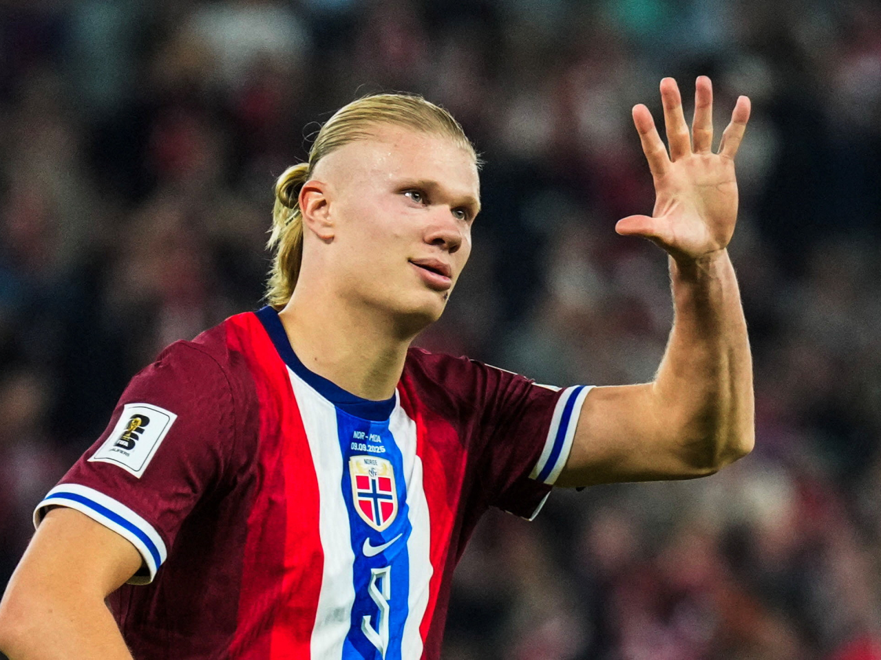 Manchester City star Erling Haaland scored five times in Norway's 11-1 rout of Moldova. Photo: Reuters
