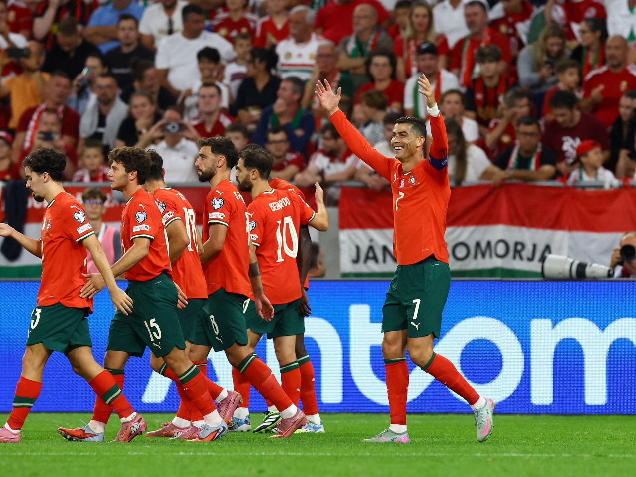 Cristiano Ronaldo tied the record for the most goals scored in World Cup qualifiers after netting for the 39th time. Photo: Reuters