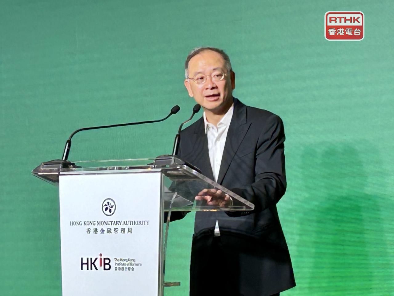 余偉文相信香港綠色金融科技生態系統，可以作為環球可持續增長和共融的範例。（羅煒皓攝）