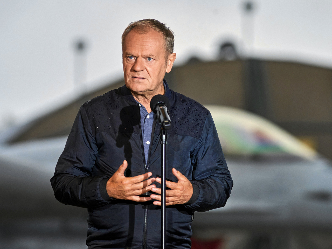 Polish Prime Minister Donald Tusk speaks during a press conference regarding the threat posed by Russian drones in Polish airspace. Photo: Reuters