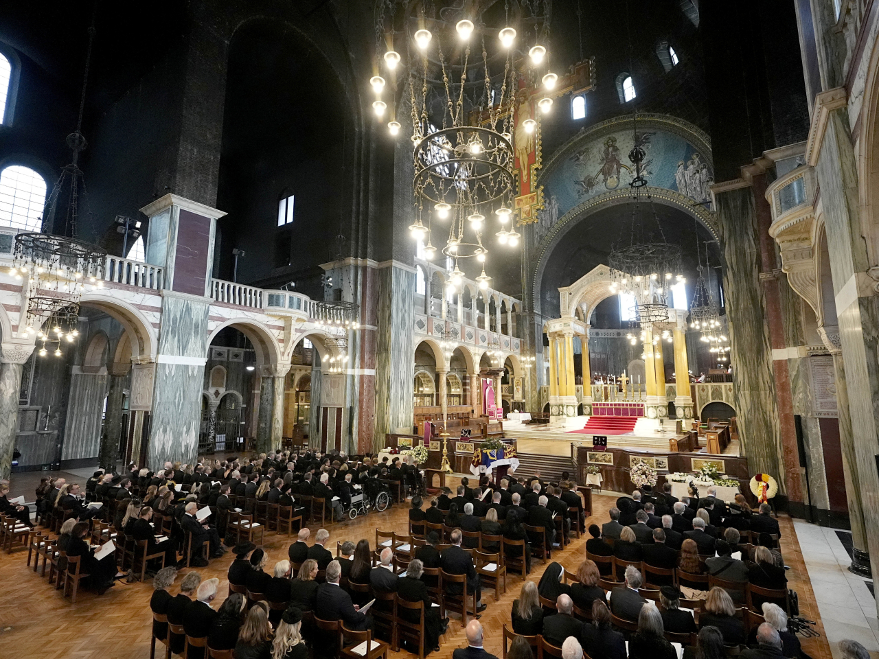 King Charles and members of the Royal Family attend the funeral service of the Duchess of Kent at Westminster Cathedral. Photo: Reuters