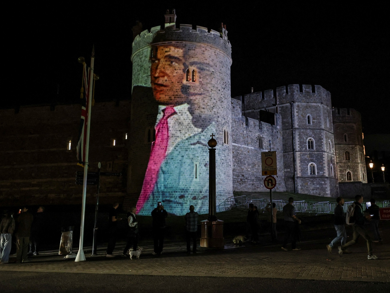An image of Donald Trump alongside disgraced financier Jeffrey Epstein is projected on Windsor castle. Photo: Reuters