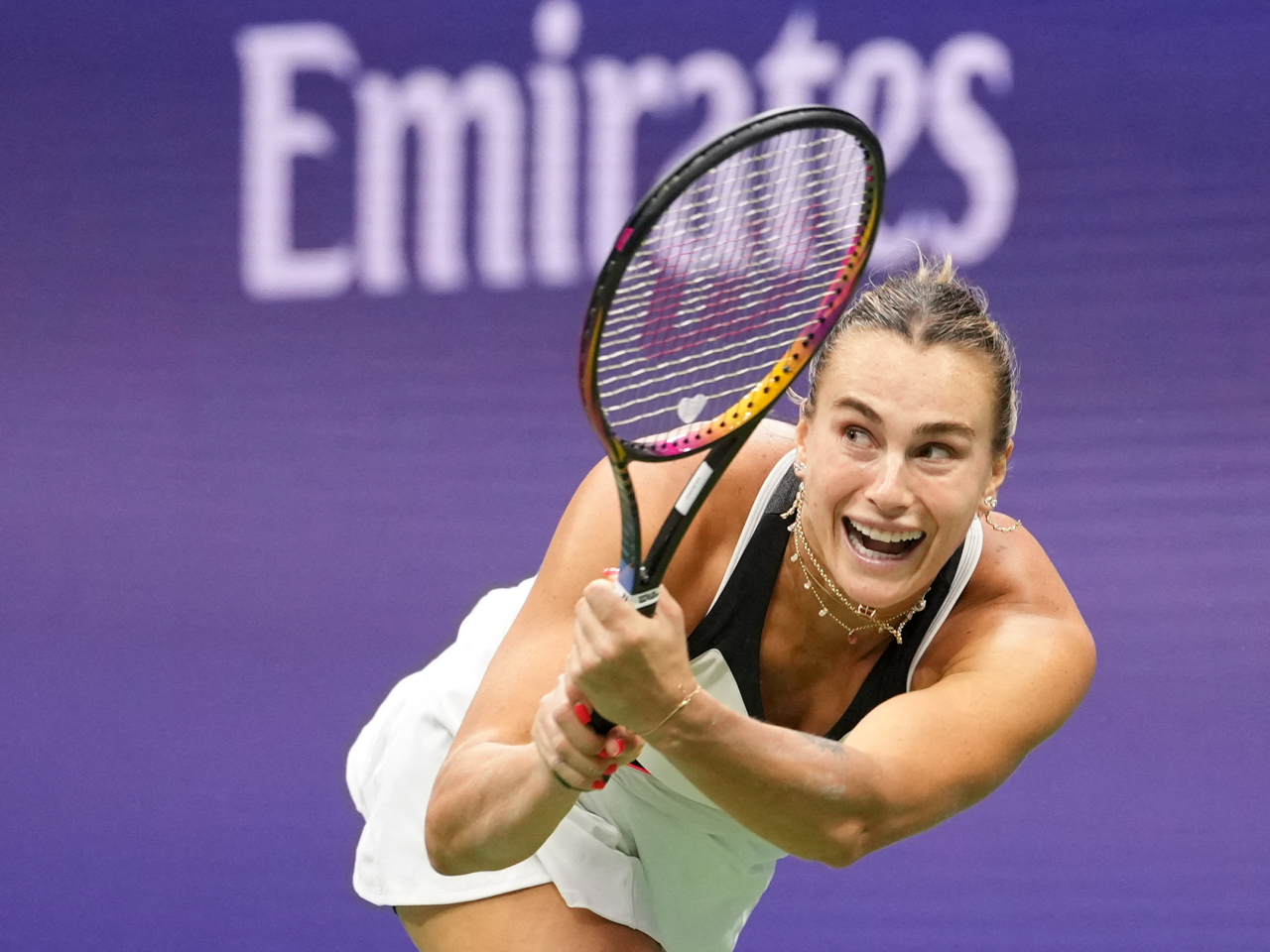 Aryna Sabalenka says she is pulling out the the China Open after 'sustaining a small injury' at Flushing Meadows on the way to defending her Grand Slam title. File photo: Reuters