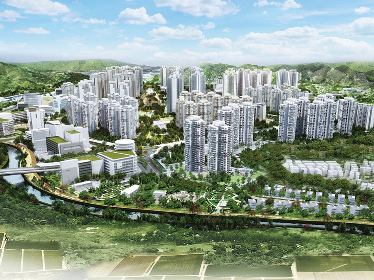 政府在北都古洞北及粉嶺北新發展區預留三幅土地，讓市建局籌劃建新樓，作為將來「樓換樓」的替代單位。（古洞北、粉嶺北新發展區網站）