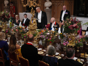 US President Donald Trump tells the guests at Windsor Castle that being there is one of the highest honours of his life. Photo: Reuters