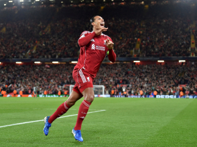 Liverpool skipper Virgil van Dijk scored deep into stoppage time to seal victory over Atletico Madrid. Photo: Reuters