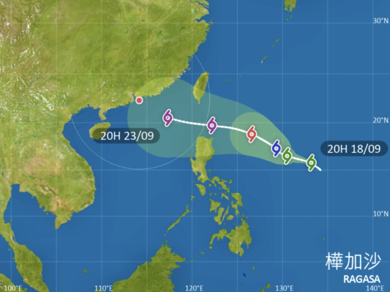 天文台預測，樺加沙會在未來數日顯著增強並移向呂宋海峽一帶，可能達超強颱風強度。（天文台網頁）
