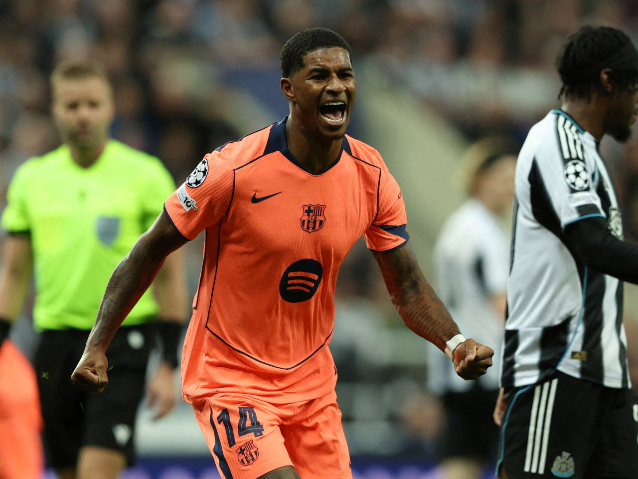 Rashford bagged his first Champions League goals in four years to lead Barcelona over Newcastle United. Photo: Reuters
