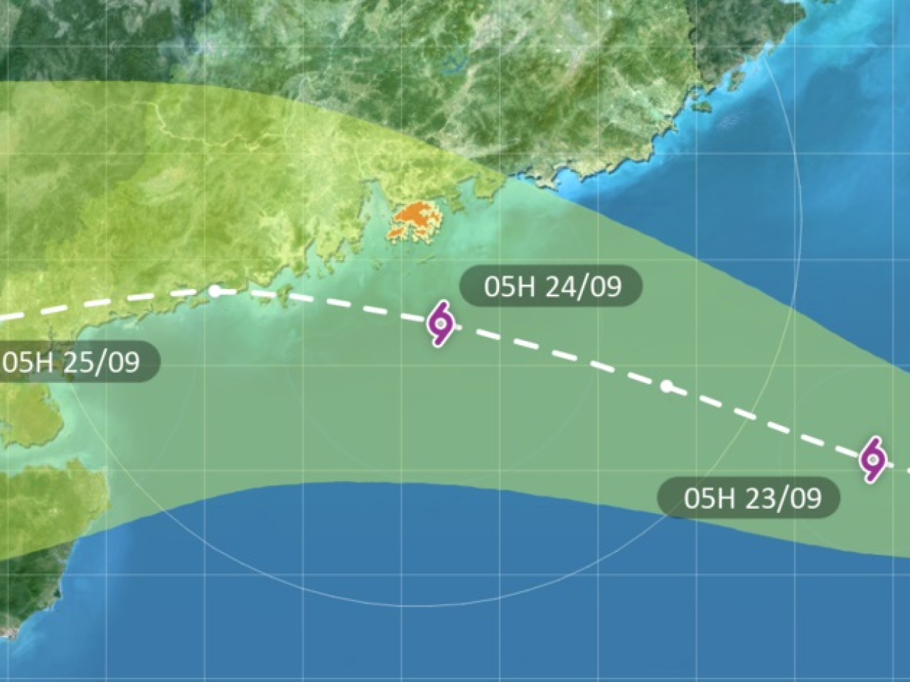 Super Typhoon Ragasa is expected to be closest to Hong Kong on Wednesday morning. Graphic courtesy of the Hong Kong Observatory